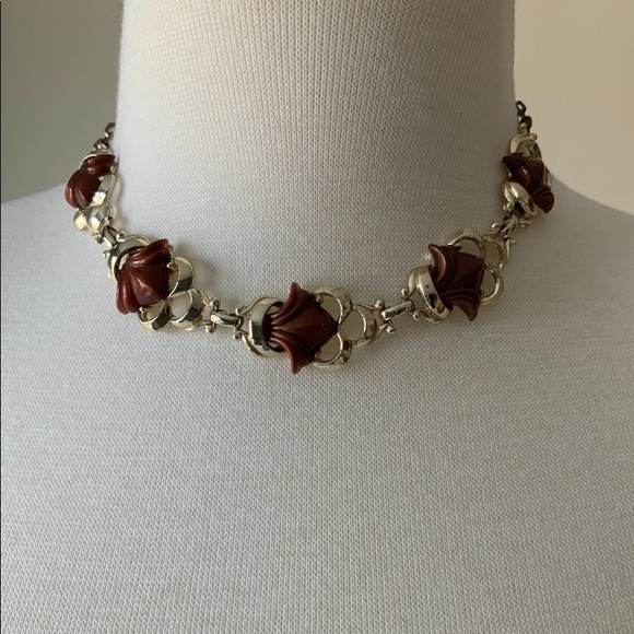 VTG Fleur de Lis Gold and Bronze Thermoset Choker - Picture 4 of 5